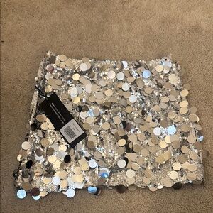 Silver Sequin Mini Skirt